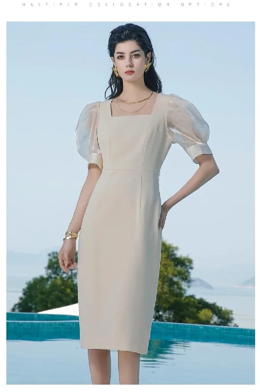 Translucent Puff Sleeves With Elegance Sheath Dress Unique unclassified dresses