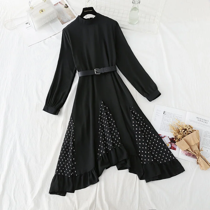 Versatile patchwork irregular loose slim French dress  2314 Graduation unclassified dresses