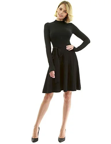 Women Mock Neck Fit-and-Flare Knit Jumper Dress Women's unclassified dresses