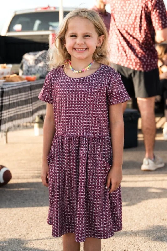 Youth-Girls Dress-Texas - Maroon And Grey Flowy unclassified dresses