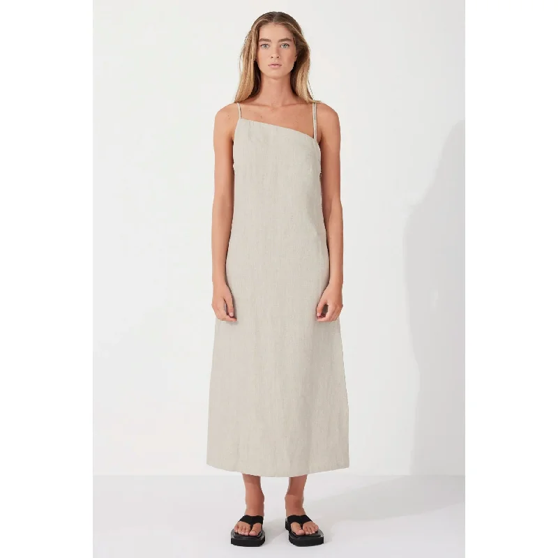 Zulu & Zephyr Contrast Linen Dress - Husk Off-shoulder unclassified dresses