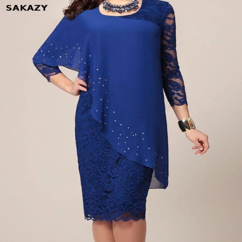 SAKAZY Chiffon Lace Dress Pink Lace Dress