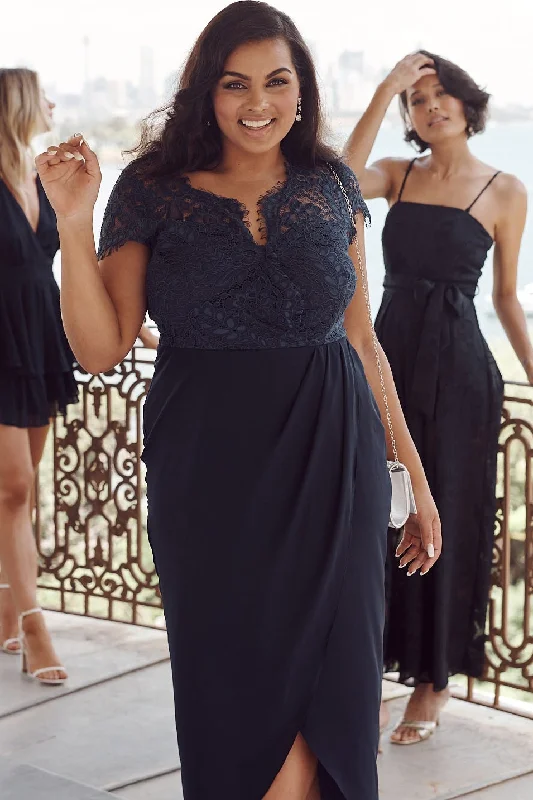 Stella Lace Dress In Navy Lace A-line Dress