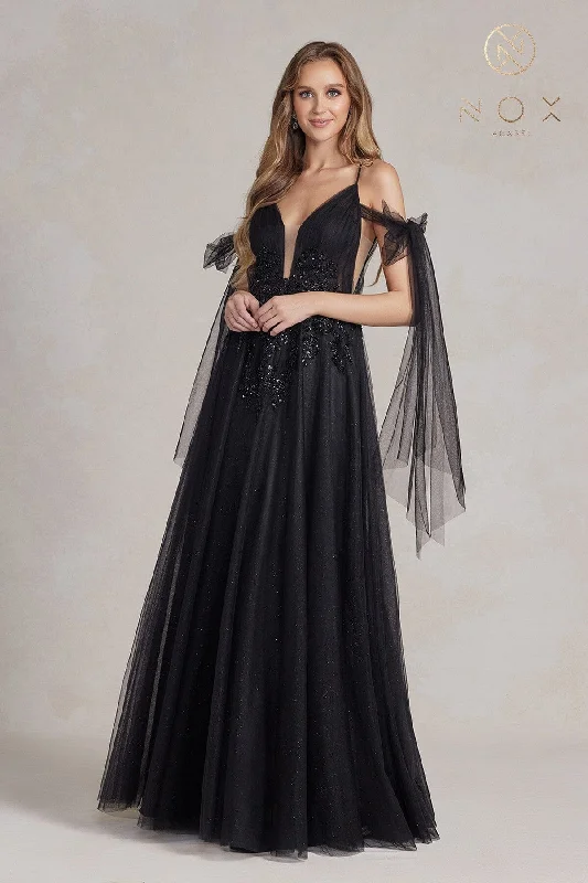 Embellished Glitter Tulle Gown by Nox Anabel E1075 Soft Tulle Dress