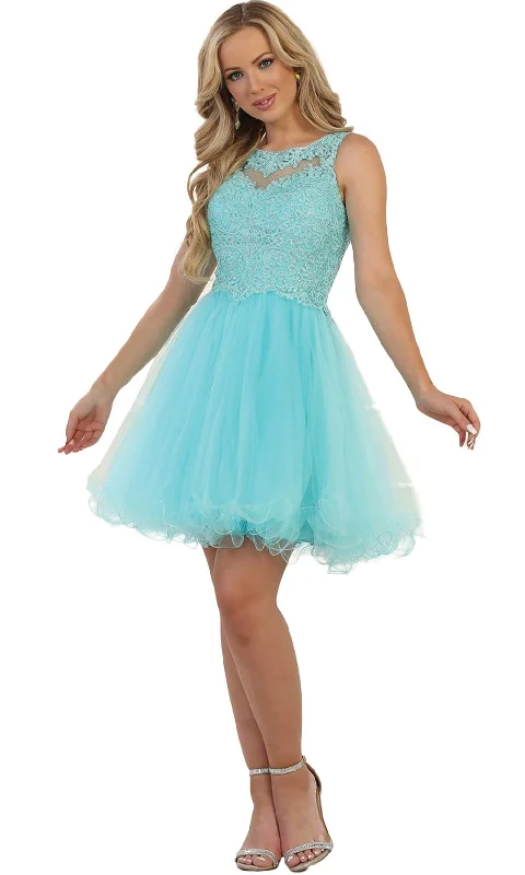 May Queen MQ1510SC Fit and Flare Tulle Homecoming Dress Tulle Dress Formal