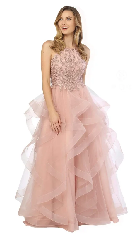 Nox Anabel - S266 Embroidered Ruffled Tulle Prom Dress Fluffy Tulle Dress