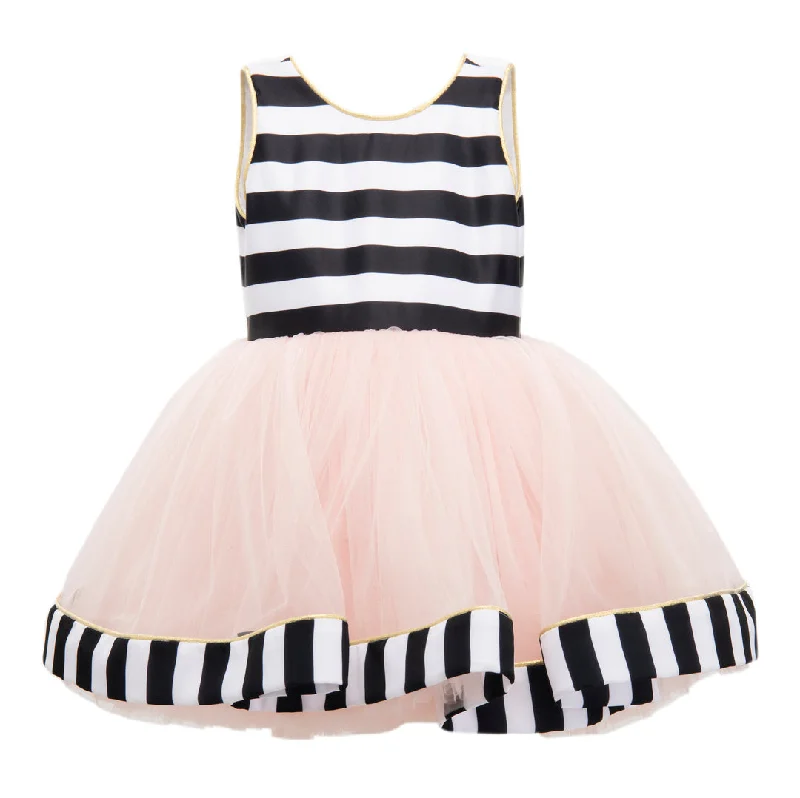 Black & White Striped Sleeveless Tulle Dress Tulle Dress Sparkly