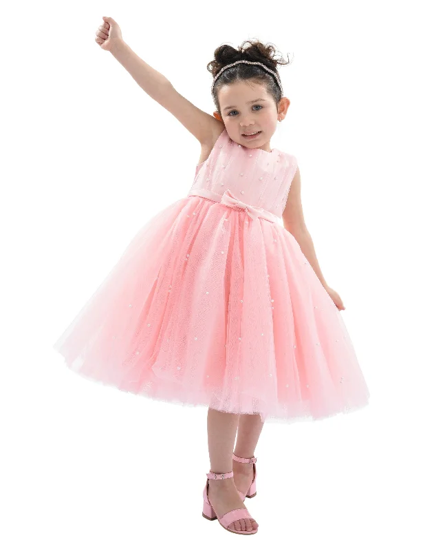 Pink Pearl Bow Tulle Dress Tulle Dress Shine