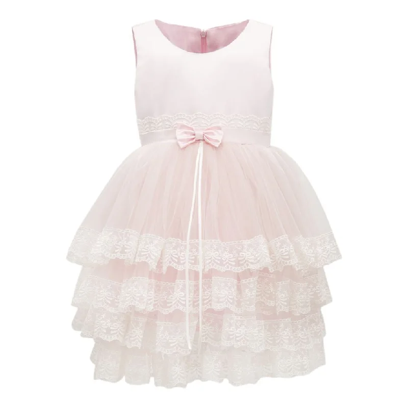 Pink Sleeveless Tier Tulle Dress Lace Tulle Dress