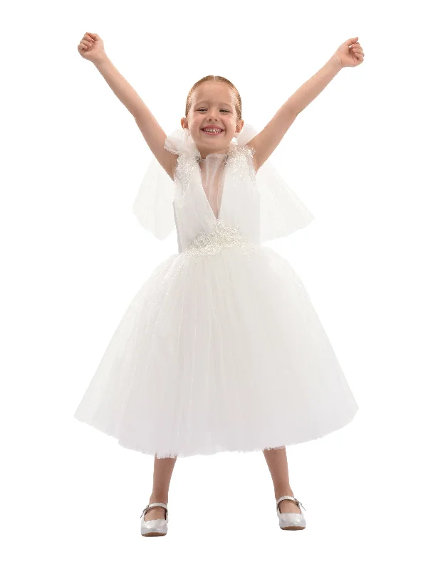 White Aspen Tulle Bow Dress Fluffy Tulle Dress