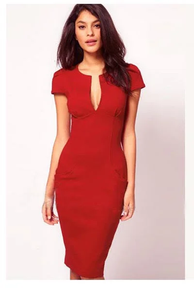 Knee-Length Bodycon OL Dress Stylish Bodycon Dress