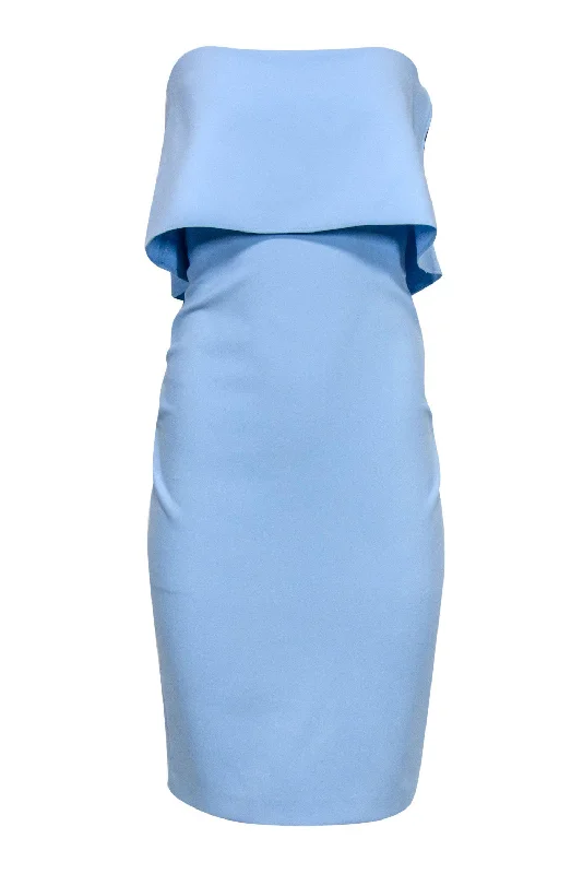 Likely - Baby Blue Strapless Bodycon Dress w/ Flounce Top Sz 4 Stylish Bodycon Gown