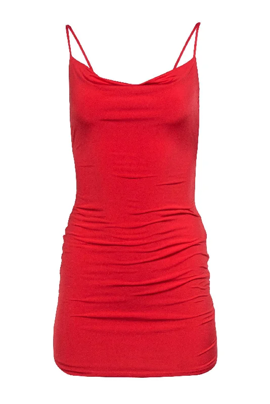 NBD - Bright Coral Cowl Neck Bodycon Dress Sz XS Spaghetti Strap Bodycon