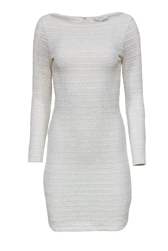 Reiss - White Lace Long Sleeve Bodycon Dress Sz 4 All-black Bodycon Dress