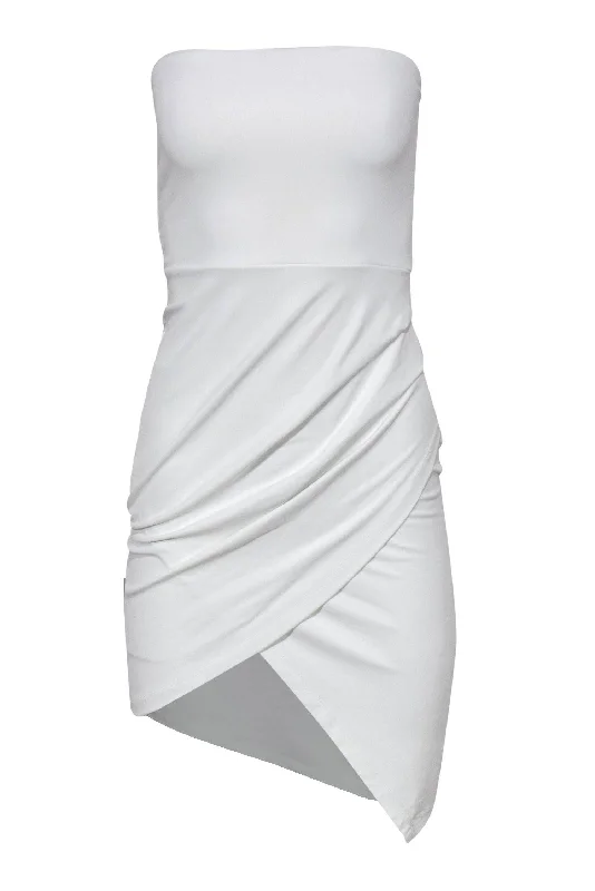 Susana Monaco - White Strapless Bodycon Dress w/ Ruched Tulip Skirt Sz S Chic Bodycon Gown