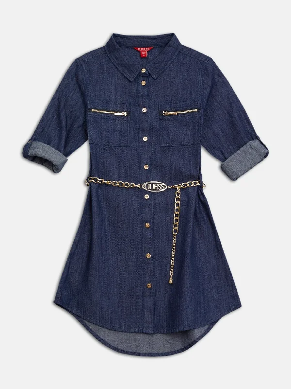 Elina Chambray Shirt Dress (7-14) Soft Cotton Shirt