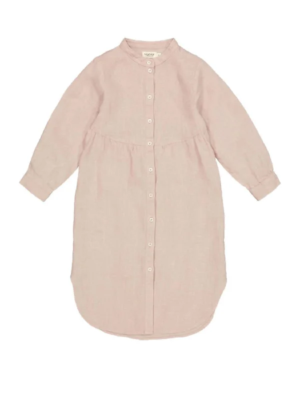 Girl's Dosa Linen Shirt Dress In Pale Rose Mini Shirt Dress