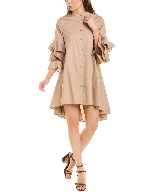 Gracia Layered Ruffle Sleeve Shirtdress Shirt Dress Glam