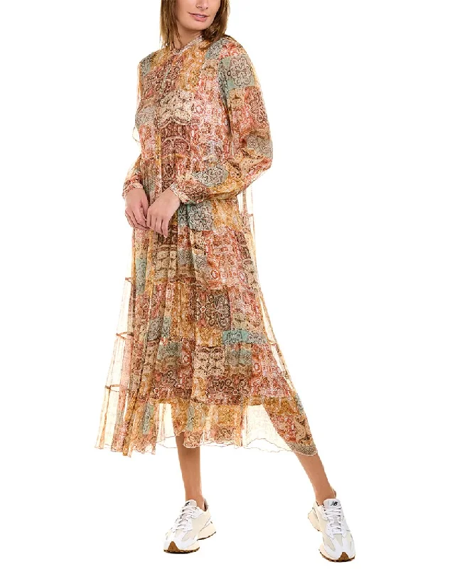 Johnny Was Sabrina Silk Midi Dress Boho Midi Skirt