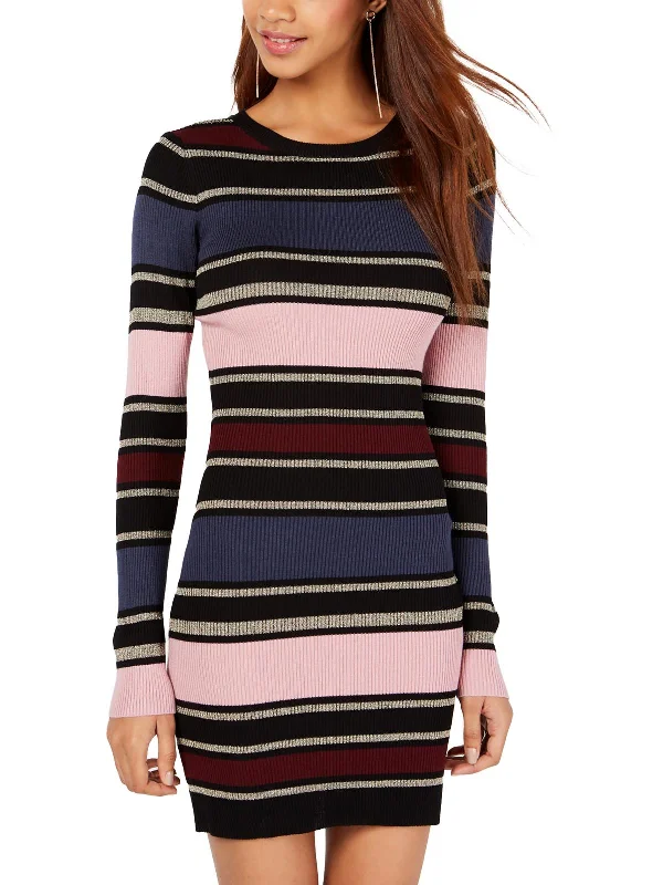 Juniors Womens Striped Midi Sweaterdress Stylish Midi Skirt