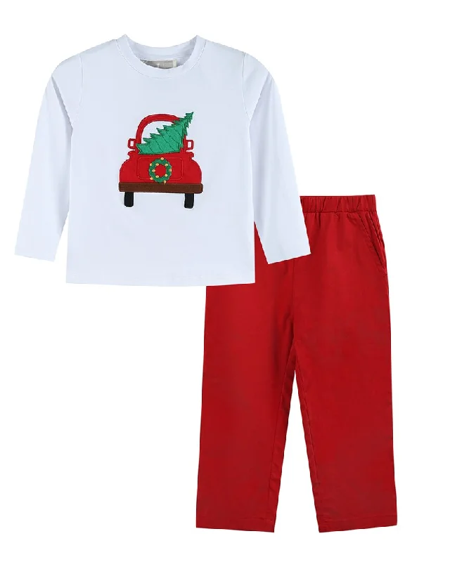 Lil Cactus Christmas Tree Truck Shirt & Pant Set Relaxed Shirt Dress