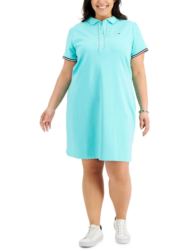 Plus Womens Cotton Knee T-Shirt Dress Silk Shirt Dress