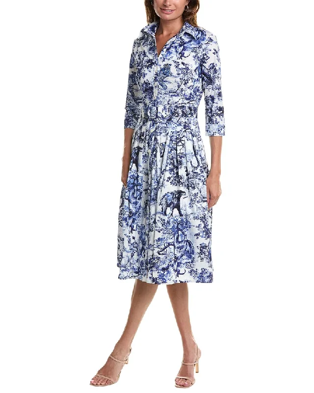 Samantha Sung Audrey Shirtdress Long Sleeve Shirt Dress