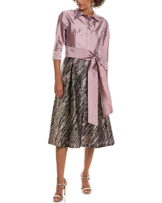 Teri Jon by Rickie Freeman Taffeta Shirtdress Elegant Button Shirt