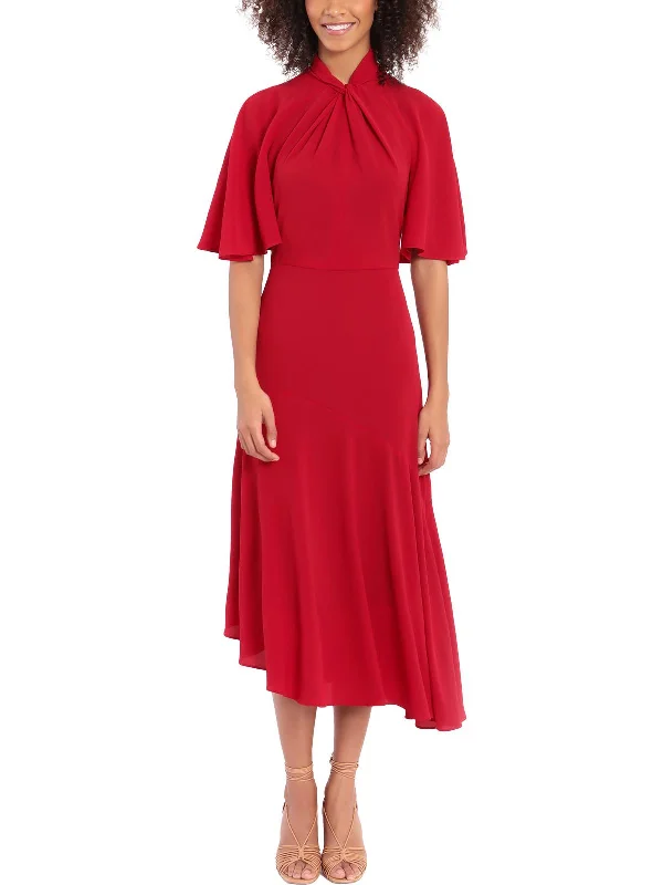 Womens Crepe Midi Cocktail and Party Dress Trendy Midi Look