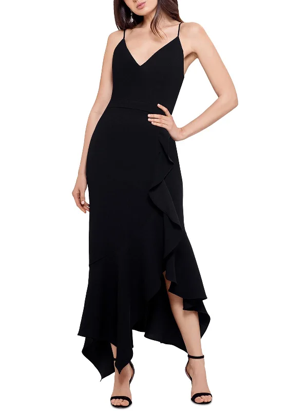 Womens Crepe Ruffled Midi Dress Cozy Midi Skirt